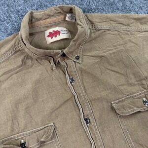Field N Forest Button Down Shirt 2XLT Brown Short Sleeve Cotton Mens